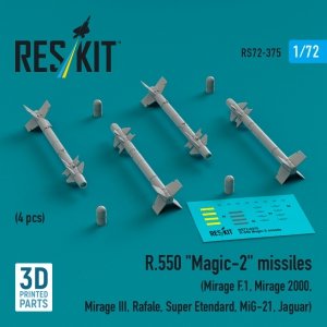 RESKIT RS72-0375 R.550 Magic-2 missiles (4 pcs) (3D Printed) 1/72