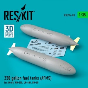 RESKIT RSU35-0040 230 GALLON FUEL TANKS (AFMS) FOR AH-64, MH-60L, UH-60A, HH-60 (2 PCS) (3D PRINTED) 1/35
