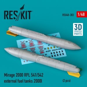 RESKIT RSU48-0303 MIRAGE 2000 RPL 541/542 EXTERNAL FUEL TANKS 2000LT (2 PCS) (3D PRINTED) 1/48