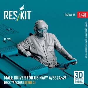 RESKIT RSF48-0086 Male driver for US NAVY A/S32A-49 Deck Tractor (scene 3) (1 pcs) (3D Printed) 1/48