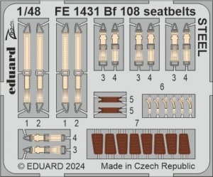 Eduard FE1431 Bf 108 seatbelts STEEL EDUARD 1/48