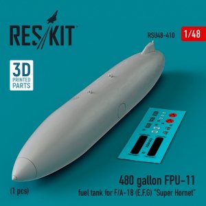 RESKIT RSU48-0410 480 gallon FPU-11 fuel tank for F/A-18 (E,F,G) Super Hornet (1 pcs) (3D Printed) 1/48