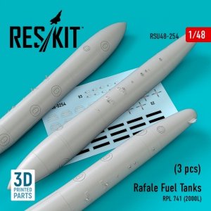 RESKIT RSU48-0254 RAFALE FUEL TANKS RPL 741 (2000L) (3 PCS) (3D PRINTED) 1/48
