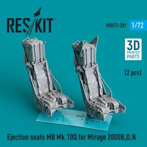 RESKIT RSU72-0281 Ejection seats MB Mk.10Q for Mirage 2000B,D,N (2 pcs) (3D Printed) 1/72