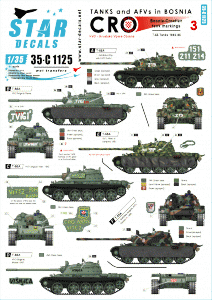 Star Decals 35-C1125 HVO - Hrvatsko Vijece Obrane (Croat). T-55 and T-55A 1992-95 1/35