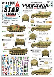 Star Decals 72-A1144 Frundsberg 2. 10. SS-Panzer Division. StuG III Ausf G and SdKfz 251/1 Ausf D, SdKfz 251/3 Ausf D, SdKfz 251/9 Ausf D 1/72