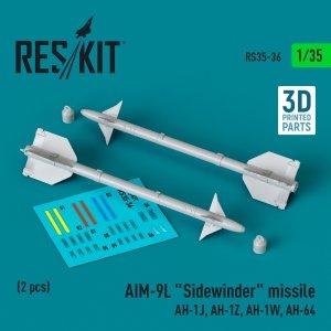 RESKIT RS35-0036 AIM-9L Sidewinder missile (2 pcs) (3D Printed) 1/35