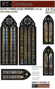 RT-Diorama 35772 Gothic Stained Glass Windows 6 1/35