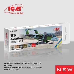 ICM 3028 Acrylic paint set for US Aviation 1980 – 1990 6x12ml