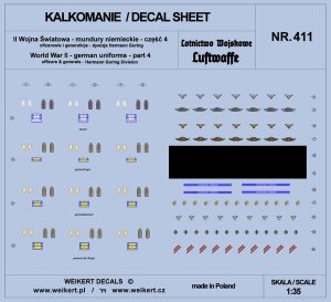Weikert Decals DEC411 Mundury niemieckie - część 4 - luftwaffe - dywizja Hermann Goring 1/35