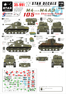 Star Decals 35-991 US M4 and M4A3 105 mm 1/35