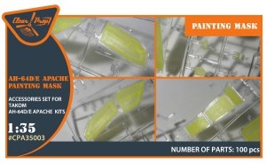 Clear Prop! CPA35003 Boeing AH-64 D/E Apache painting mask on yellow kabuki paper (for TAKOM kit) 1/35