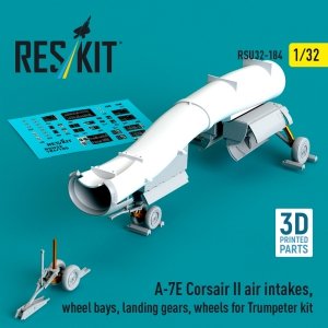 RESKIT RSU32-0184 A-7E Corsair II air intakes, wheel bays, landing gears, wheels for Trumpeter kit (3D Printed) (1/32)