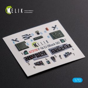 KELIK K72110 F-16 CJ (Block 50) interior 3D decals for Tamiya kit 1/72