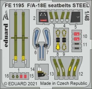 Eduard FE1195 F/A-18E seatbelts STEEL MENG 1/48