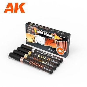 AK Interactive AK1300 METALLIC LIQUID MARKERS – 4 UNITS SET