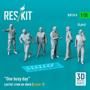 RESKIT RSF35-0008 One busy day carrier crew on deck (scene 1) (6 pcs) (3D Printed) (1/35)