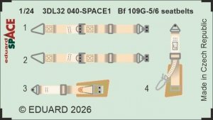 Eduard 3DL32040 Bf 109G-5/6 seatbelts SPACE for AIRFIX 1/24