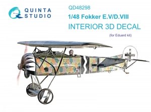 Quinta Studio QD48298 Fokker EV-DVIII 3D-Printed & coloured Interior on decal paper (Eduard) 1/48