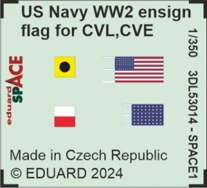 Eduard 3DL53014 US Navy WW2 ensign flag for CVL, CVE, CL & DD SPACE 1/350
