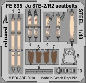 Eduard FE895 Ju 87B-2/ R2 seatbelts STEEL AIRFIX 1/48