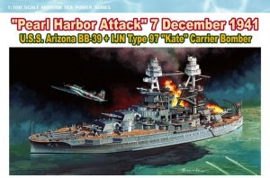 Dragon 7127 U.S.S. Arizona BB-39 + IJN Type 97 Kate Carrier Bomber Pearl Harbor Attack 7 December 1941 1/700