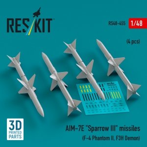 RESKIT RS48-0455 IM-7E Sparrow III missiles (4 pcs) (3D Printed) 1/48