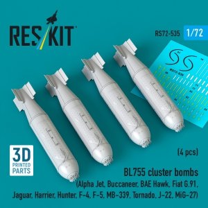 RESKIT RS72-0535 BL755 cluster bombs (4 pcs) (3D Printed) 1/72