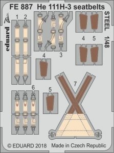 Eduard FE887 He 111H-3 seatbelts STEEL ICM 1/48