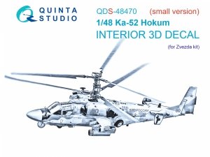 Quinta Studio QDS-48470 Ka-52 3D-Printed coloured Interior on decal paper (Zvezda) (Small version) 1/48