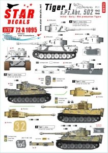 Star Decals 72-A1095 Tiger I. sPzAbt 502 # 1. Initial / Early / Mid production Tigers. 1/72