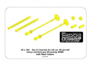 Aber 35L-162 Dwie lufy Cal. 0.5 do amerykańskiego lotniczego ciężkiego karabinu maszynowego Browning ANM-2 z tłumikiem płomieni 1/35