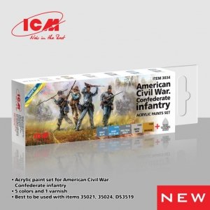 ICM 3034 American civil war. Confederate infantry acrylic paints set 6x12ml
