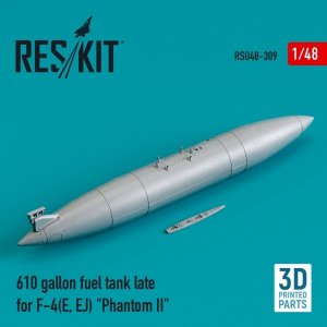 RESKIT RSU48-0309 610 GALLON FUEL TANK LATE FOR F-4(E, EJ) PHANTOM II (3D PRINTED) 1/48