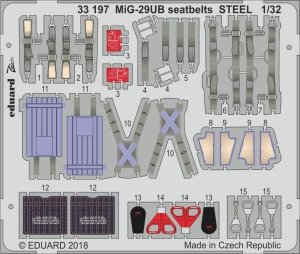 Eduard 33197 MiG-29UB seatbelts STEEL TRUMPETER 1/32