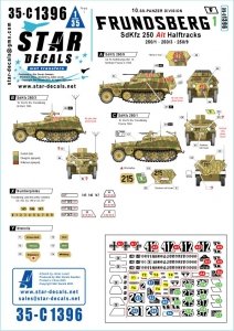 Star Decals 35-C1396 Frundsberg # 1. 10. SS-Panzer Division. SdKfz 250 'ALT' versions. SdKfz 250/1, SdKfz 250/3, SdKfz 250/9 1/35