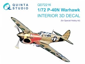 Quinta Studio QD72216 P-40N Warhawk 3D-Printed & coloured Interior on decal paper (Special Hobby) 1/72