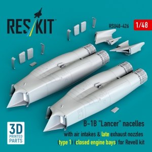 RESKIT RSU48-0426 B-1B Lancer nacelles with air intakes & late exhaust nozzles (type 1) (сlosed engine bays) for Revell kit (3D Printed) (1/48)