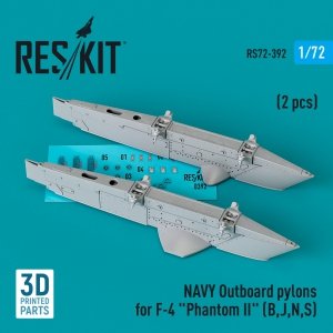 RESKIT RS72-0392 NAVY OUTBOARD PYLONS FOR F-4 PHANTOM II (B,J,N,S) (2 PCS) (3D PRINTED) 1/72