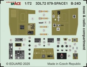Eduard 3DL72079 B-24D nose & radio compartment SPACE AIRFIX (3D Decals) 1/72