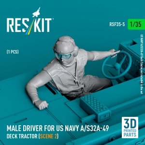 RESKIT RSF35-0005 Male driver for US NAVY A/S32A-49 Deck Tractor (scene 2) (1 pcs) (3D Printed) (1/35)