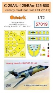 Omask 57019 C-29A/U-125/BAe-125-800 mask (for Sword 72141) 1/72
