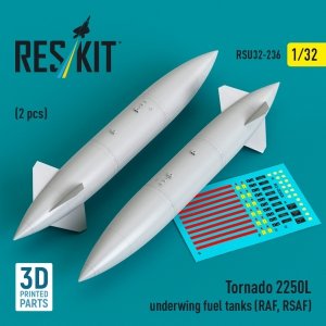 RESKIT RSU32-0236 Tornado 2250L underwing fuel tanks (RAF, RSAF) (2 pcs) (3D Printed) (1/32)