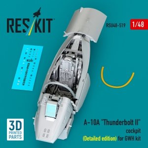 RESKIT RSU48-0519 A-10A Thunderbolt II cockpit (Detailed edition) for GWH kit (3D Printed) (1/48)