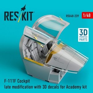 RESKIT RSU48-0239 F-111F Cockpit late modification with 3D decals for Academy kit (3D Printed) (1/48)