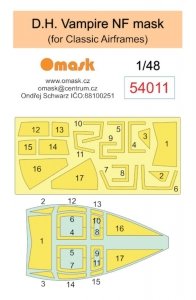 Omask 54011 D.H. Vampire mask (for Classic Airframes) 1/48