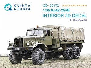 Quinta Studio QD+35172 KrAZ-255B 3D-Printed & coloured Interior on decal paper (HobbyBoss) (with 3D-printed resin parts) 1/35
