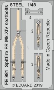 Eduard FE981 Spitfire FR Mk. XIV seatbelts STEEL 1/48 AIRFIX