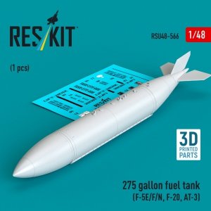 RESKIT RSU48-0566 275 gallon fuel tank (F-5E/F/N, F-20, AT-3) (1 pcs) (3D Printed) (1/48)