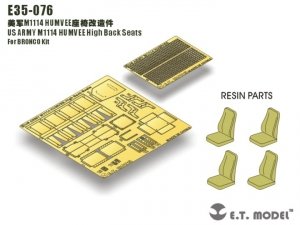 E.T. Model E35-076 US ARMY M1114 HUMVEE High Back Seats (For BRONCO Kit) (1:35)